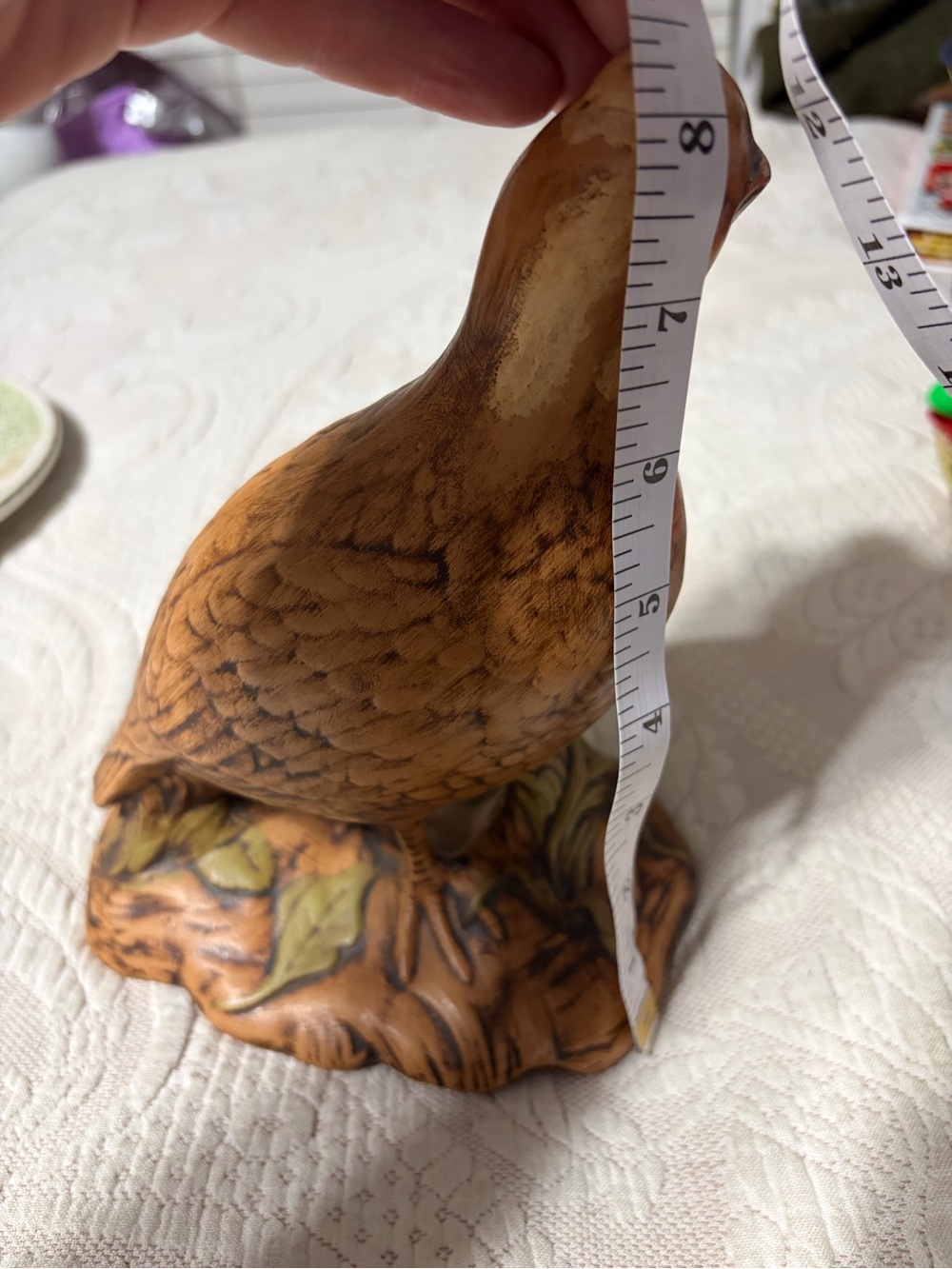 Hand-Painted Ceramic Quail Figurine in Brown fall colors eclectic grandpa GUC - Picture 10 of 10